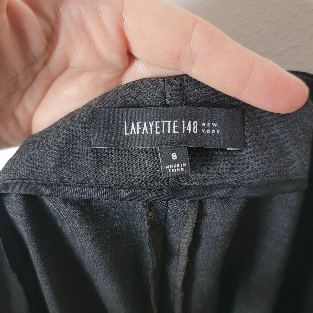 Lafayette 148 Dark Charcoal Gray Wool Slim Straight Women's Dress Pants‎ Size 8
